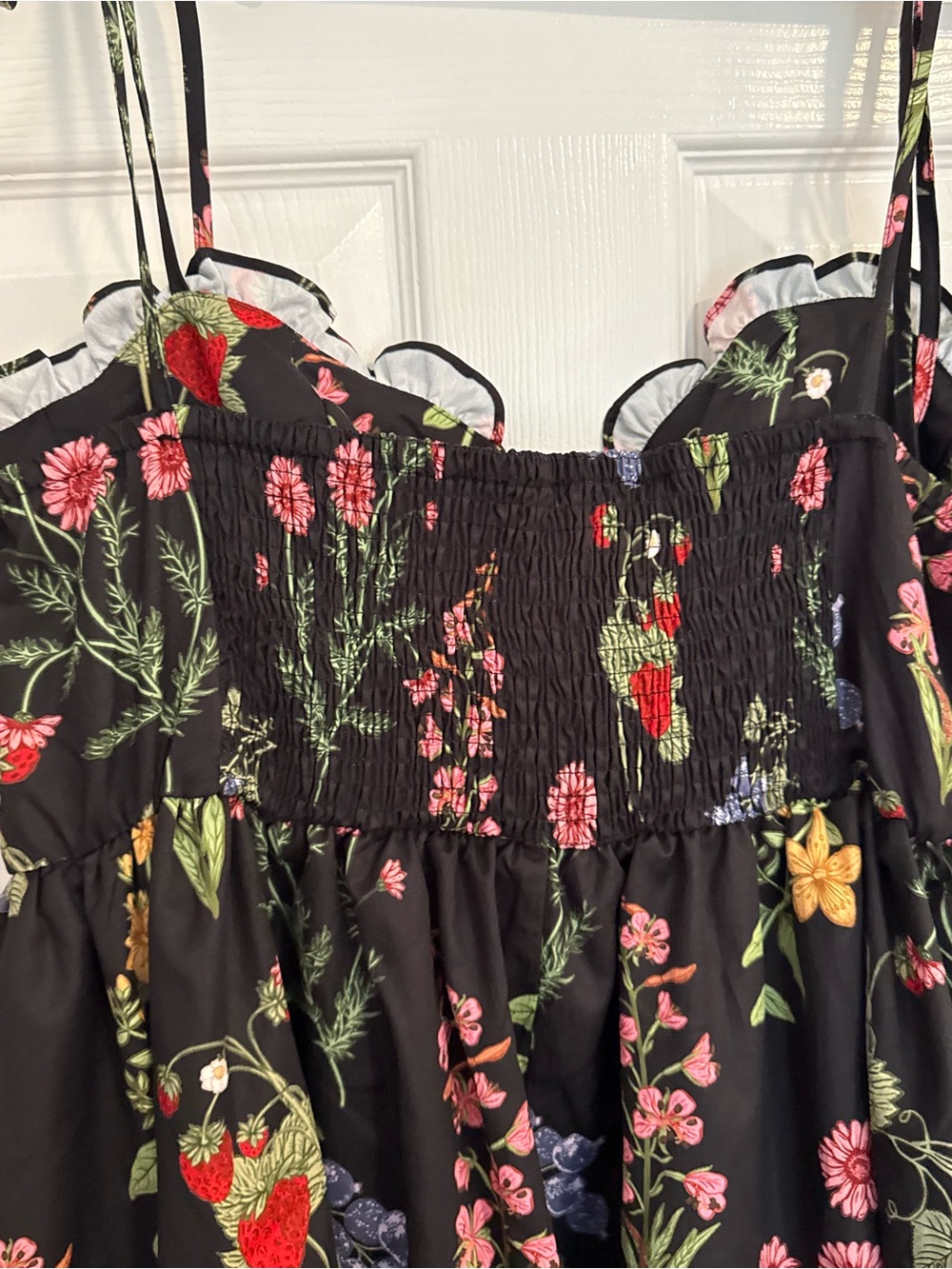 Cider 2xl Black Floral fruit Sundress with Adjustable Straps - Picture 2 of 7